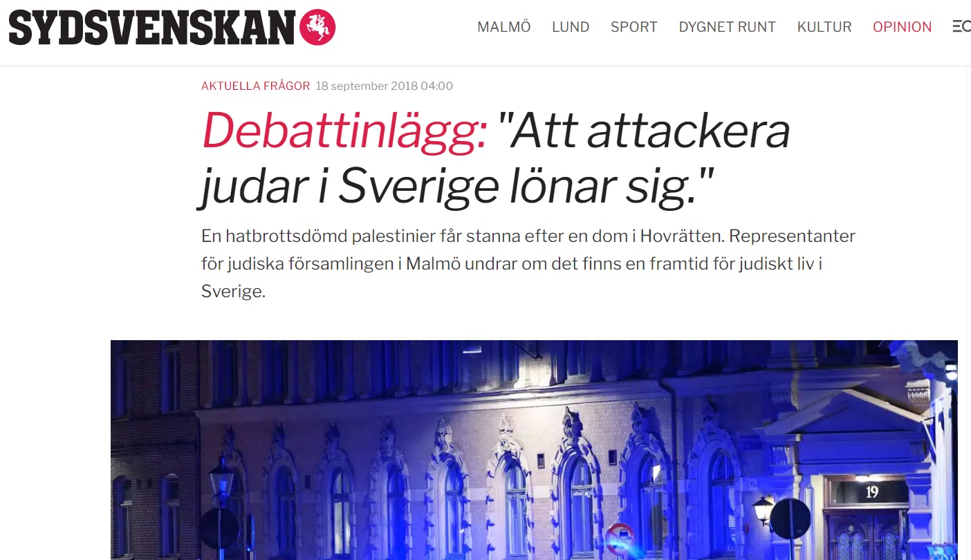 Debattartikel: Domen i hovrätten i Göteborg belönar attacker mot judar